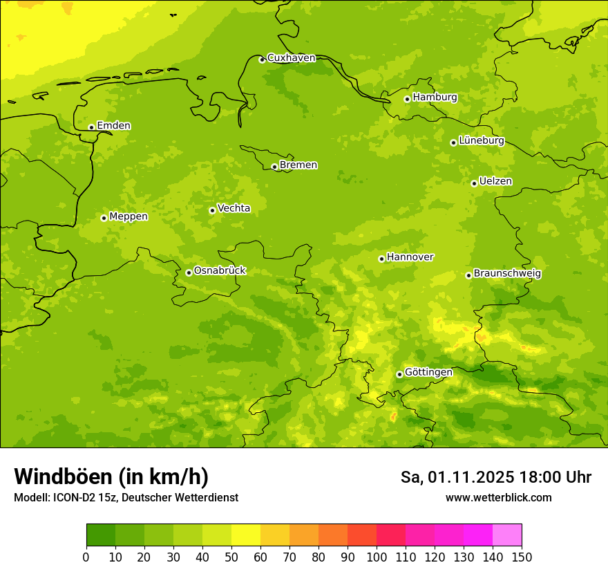 Modellkarten Windgeschwindigkeit