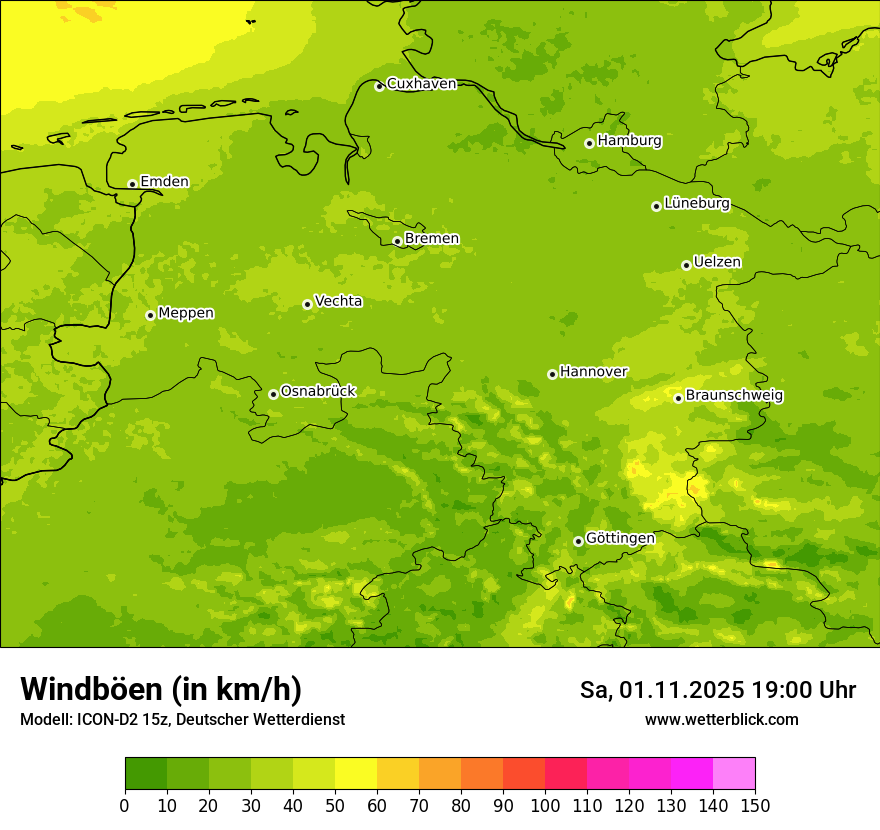 Modellkarten Windgeschwindigkeit