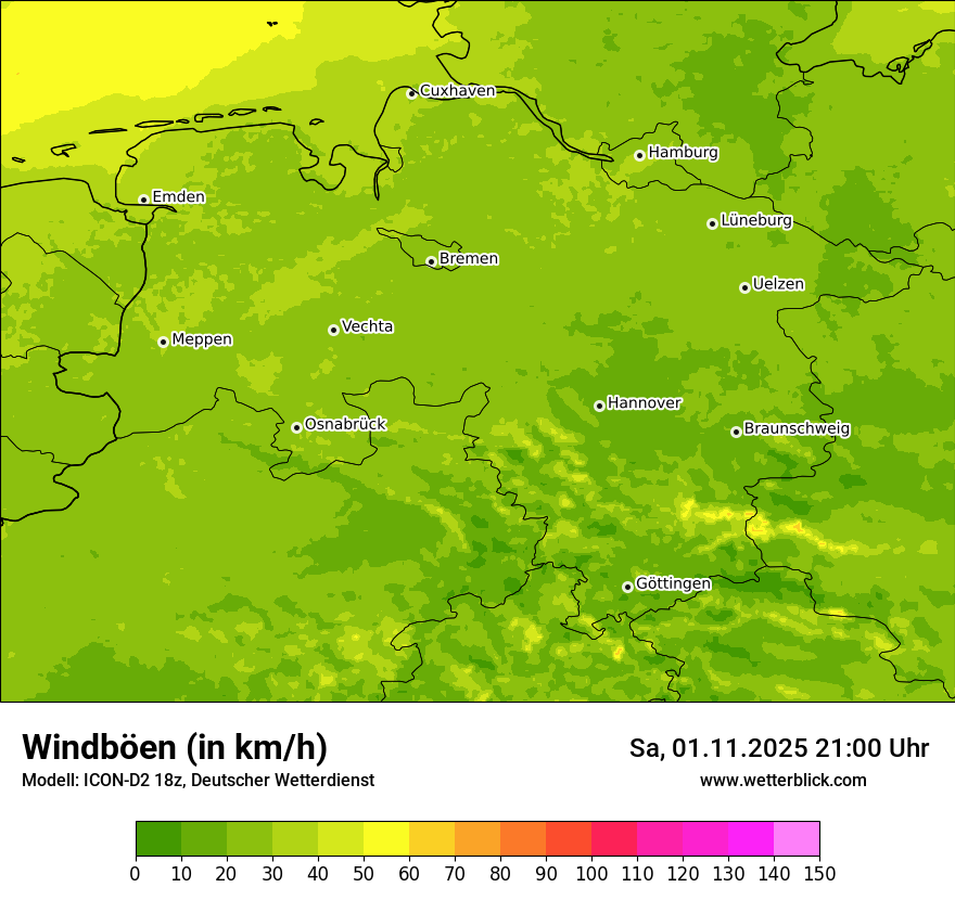Modellkarten Windgeschwindigkeit