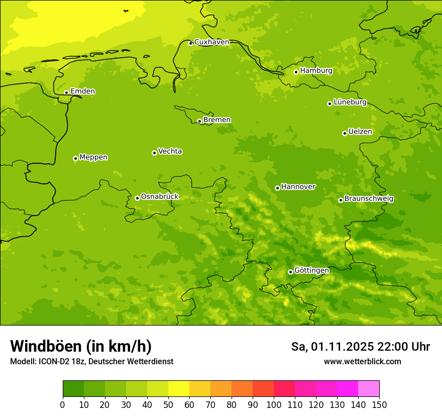 Modellkarten Windgeschwindigkeit