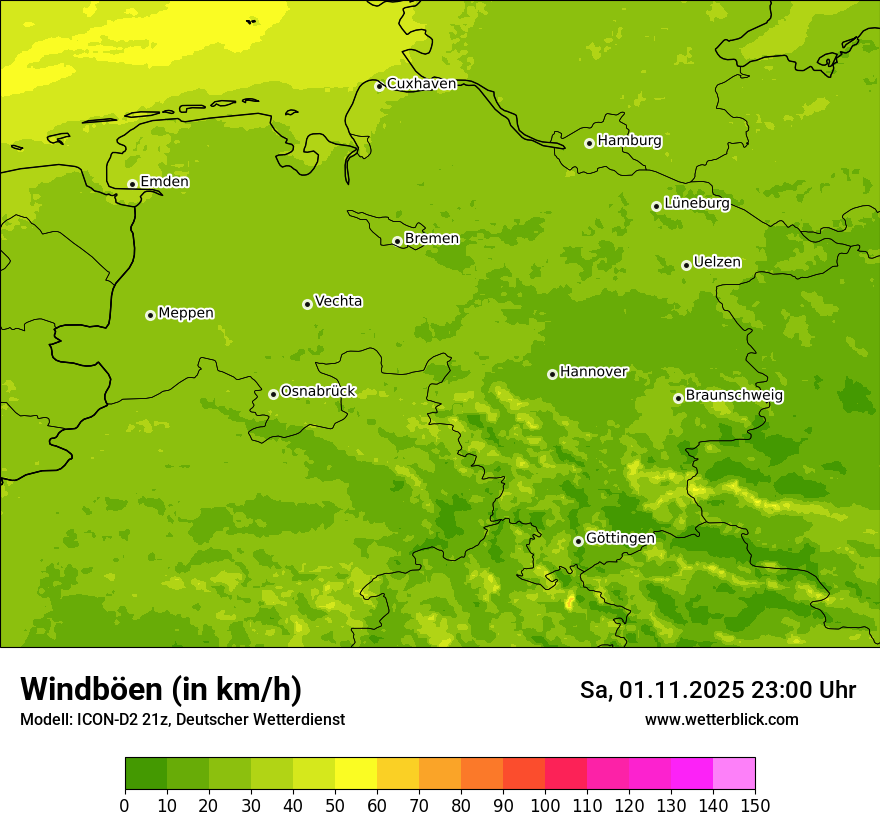 Modellkarten Windgeschwindigkeit