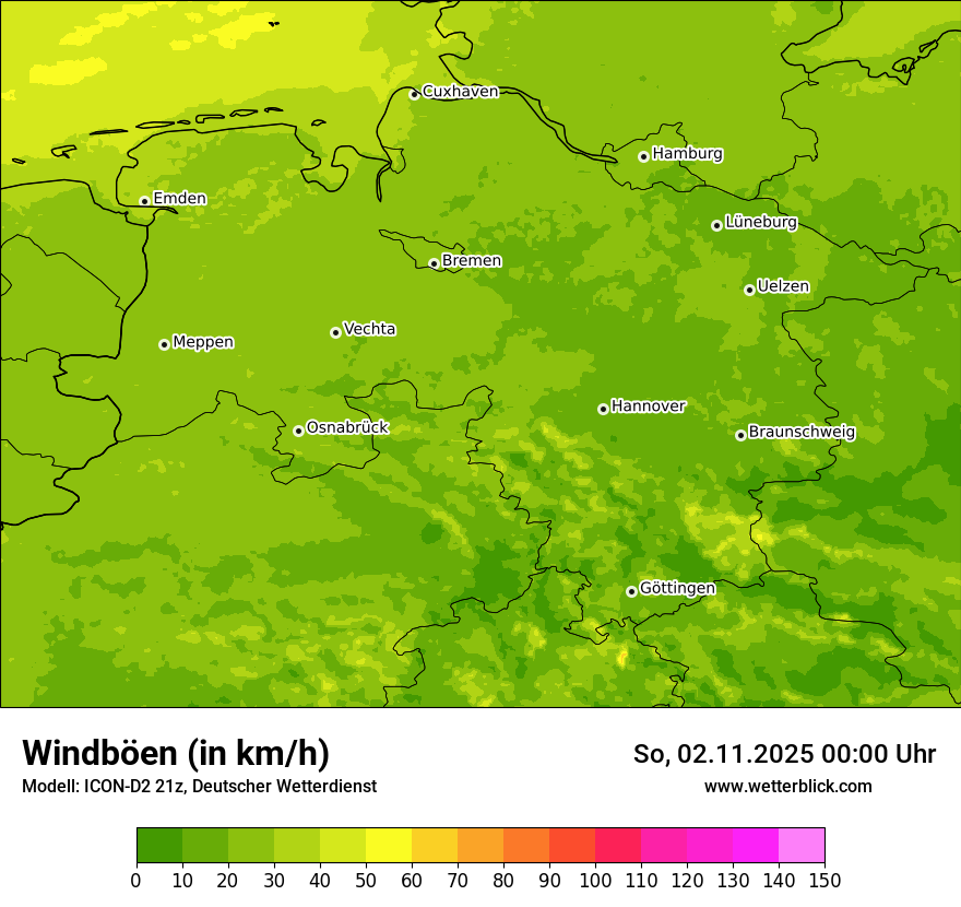 Modellkarten Windgeschwindigkeit