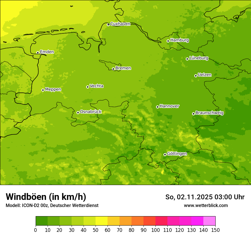 Modellkarten Windgeschwindigkeit