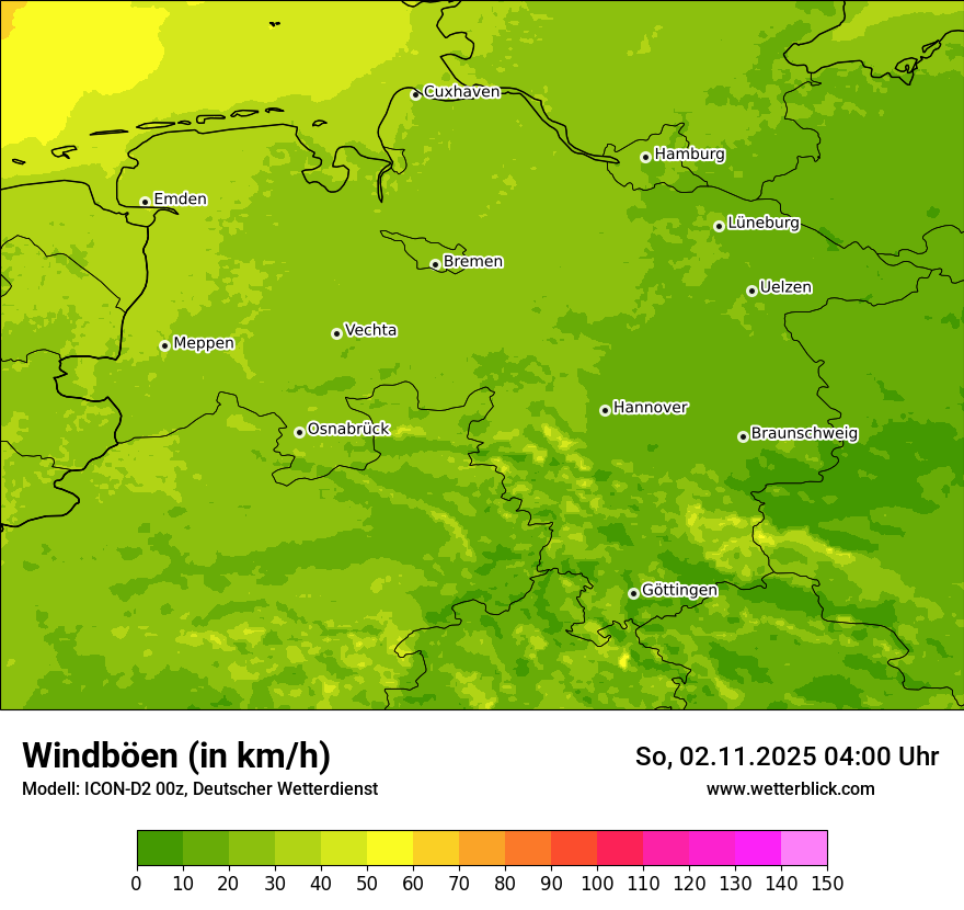 Modellkarten Windgeschwindigkeit