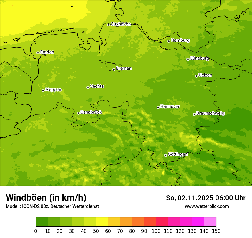 Modellkarten Windgeschwindigkeit