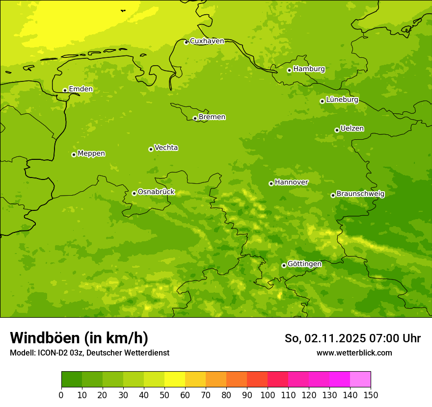 Modellkarten Windgeschwindigkeit