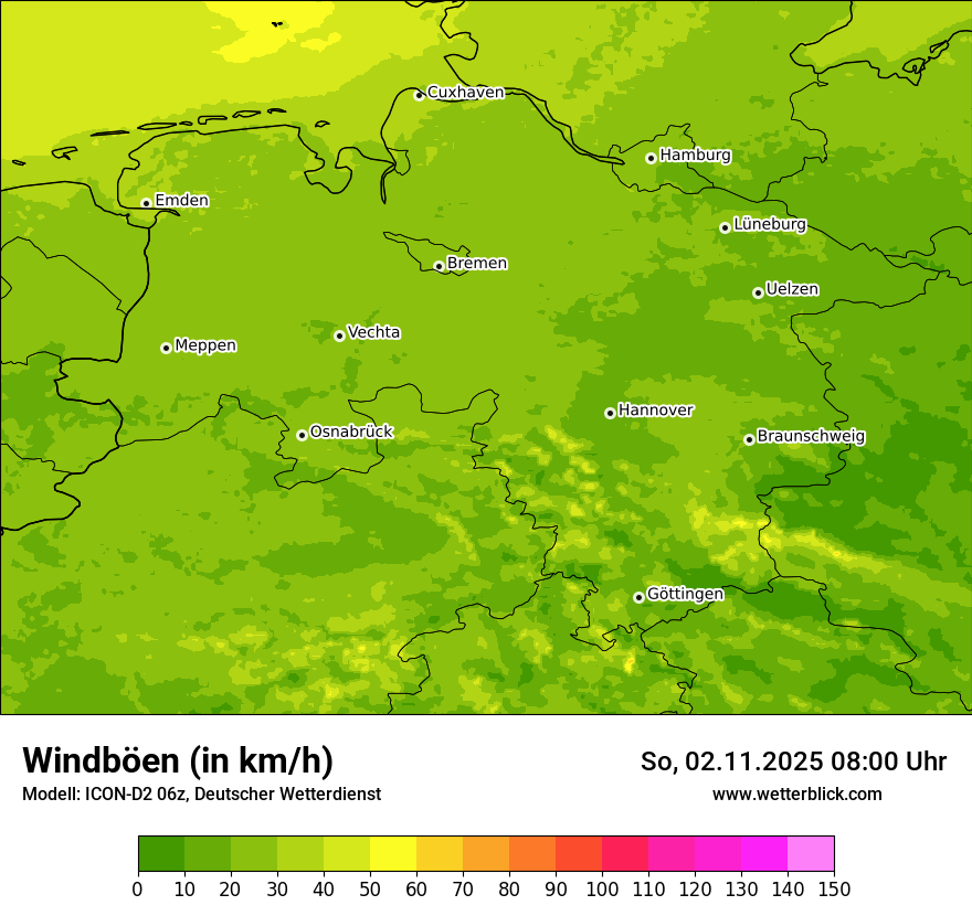 Modellkarten Windgeschwindigkeit