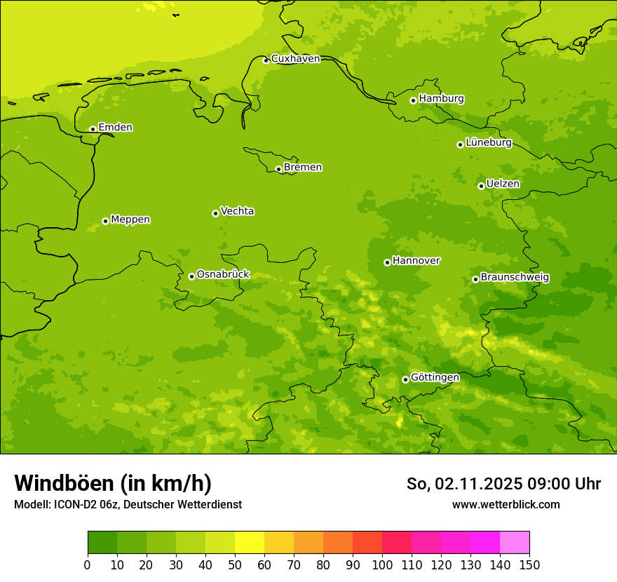 Modellkarten Windgeschwindigkeit