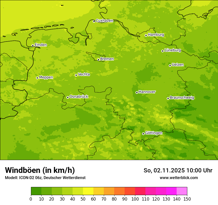 Modellkarten Windgeschwindigkeit