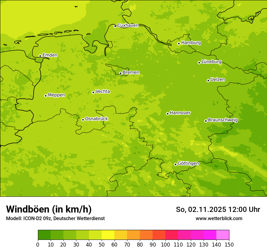 Modellkarten Windgeschwindigkeit