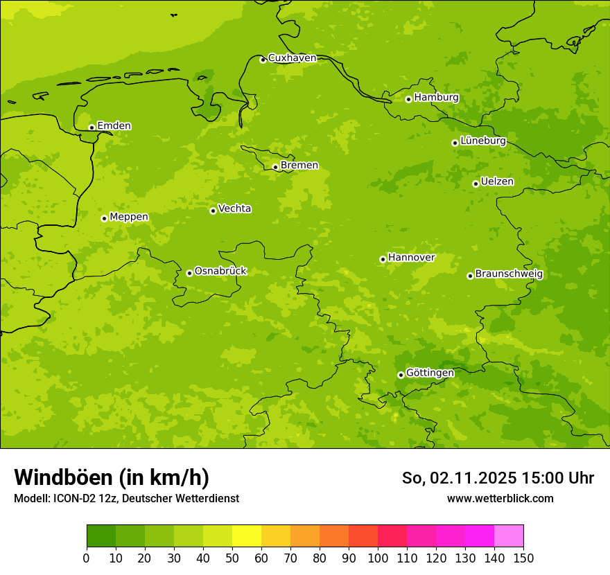 Modellkarten Windgeschwindigkeit