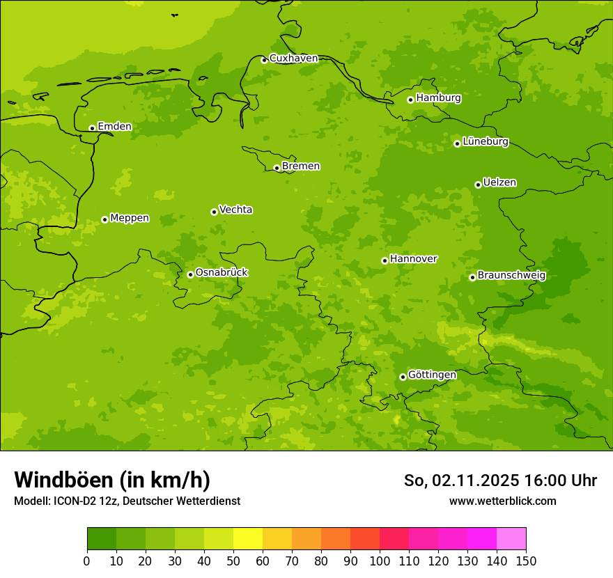 Modellkarten Windgeschwindigkeit