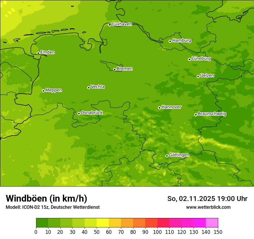 Modellkarten Windgeschwindigkeit