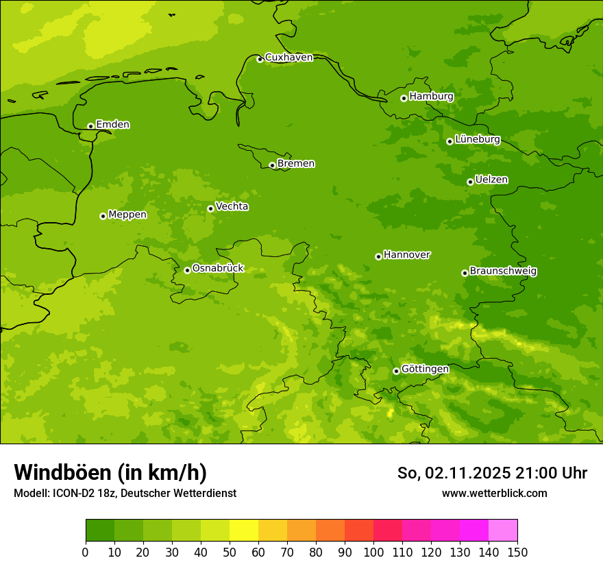 Modellkarten Windgeschwindigkeit