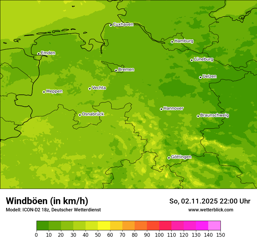 Modellkarten Windgeschwindigkeit