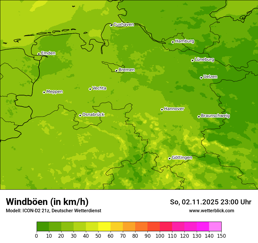 Modellkarten Windgeschwindigkeit