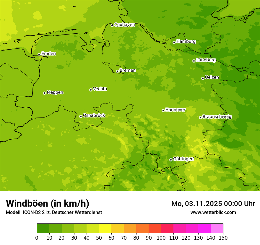 Modellkarten Windgeschwindigkeit