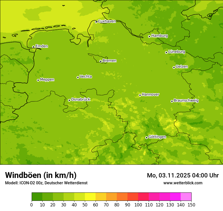 Modellkarten Windgeschwindigkeit