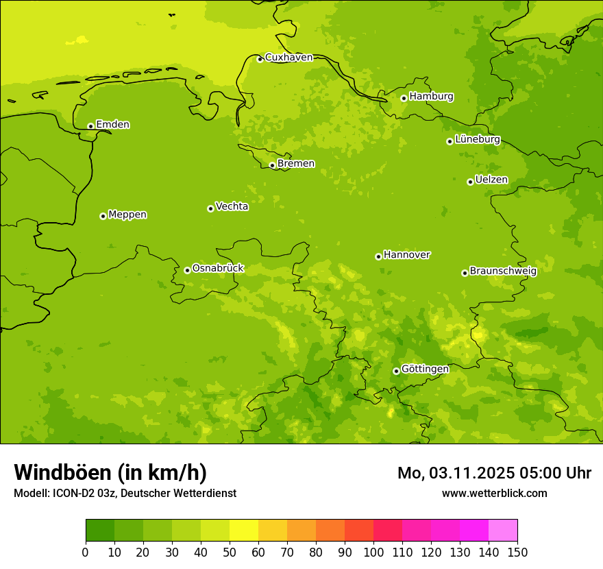 Modellkarten Windgeschwindigkeit
