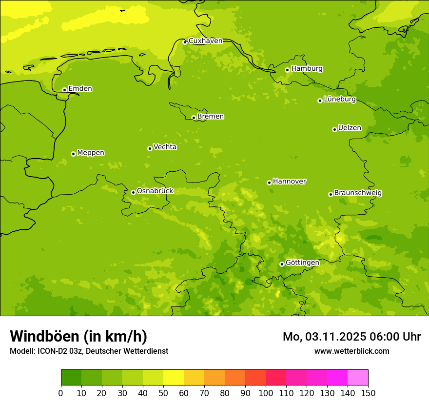 Modellkarten Windgeschwindigkeit