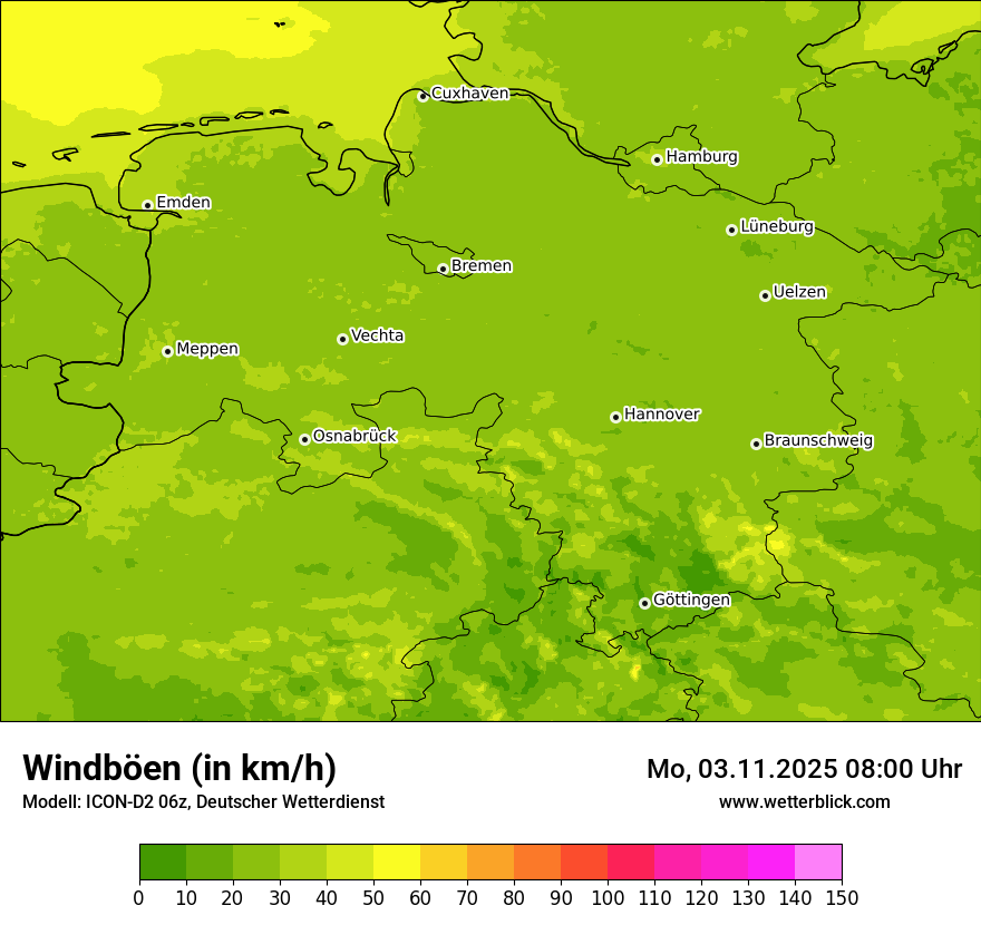 Modellkarten Windgeschwindigkeit