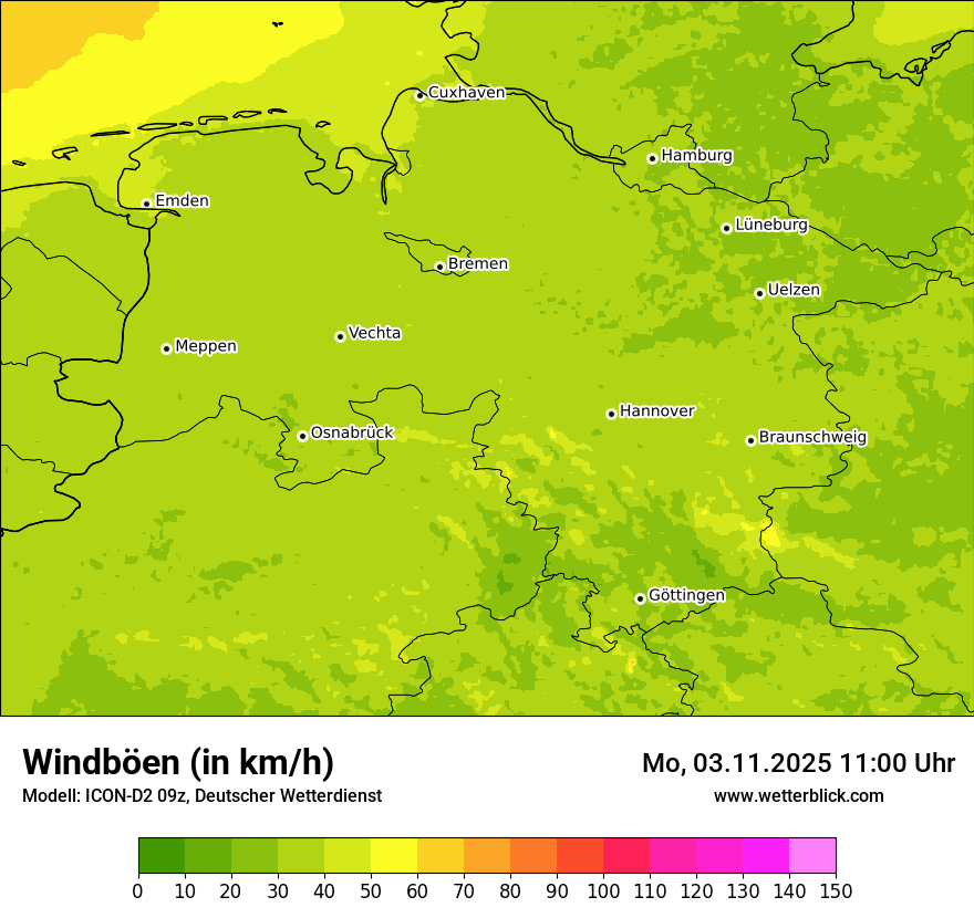 Modellkarten Windgeschwindigkeit