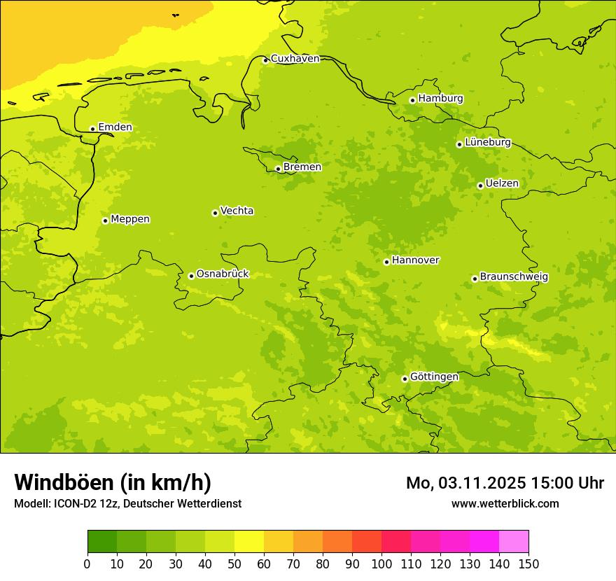 Modellkarten Windgeschwindigkeit