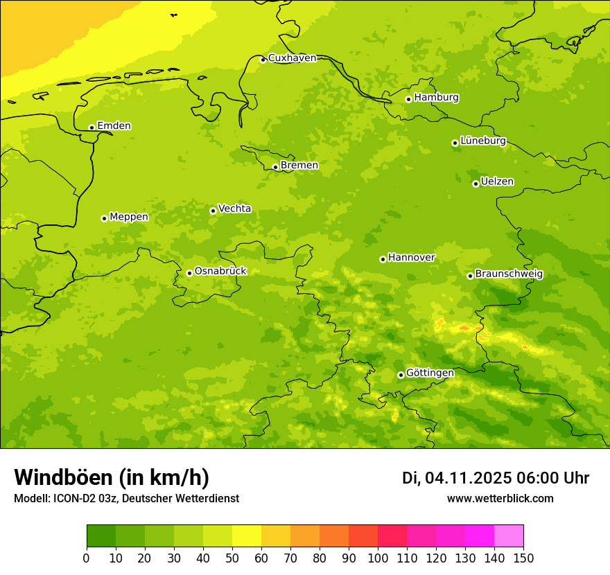Modellkarten Windgeschwindigkeit
