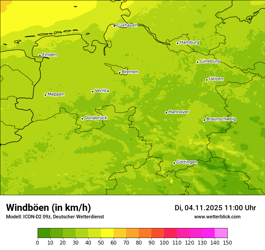 Modellkarten Windgeschwindigkeit