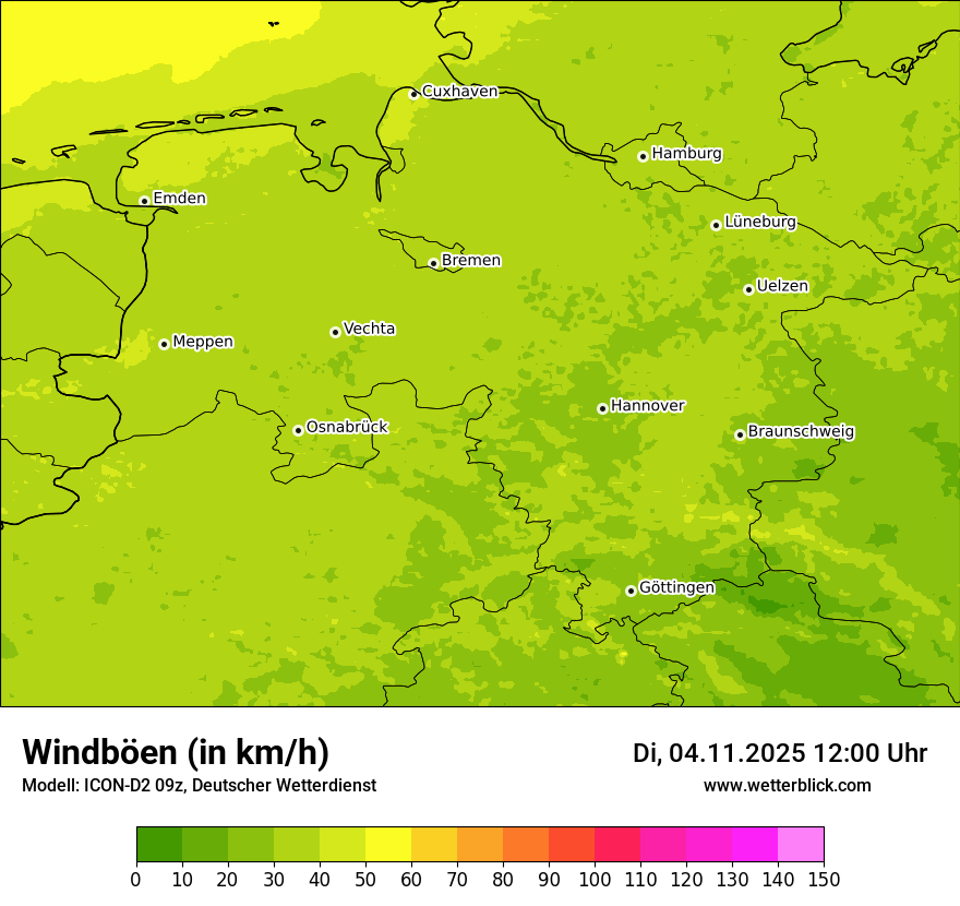 Modellkarten Windgeschwindigkeit
