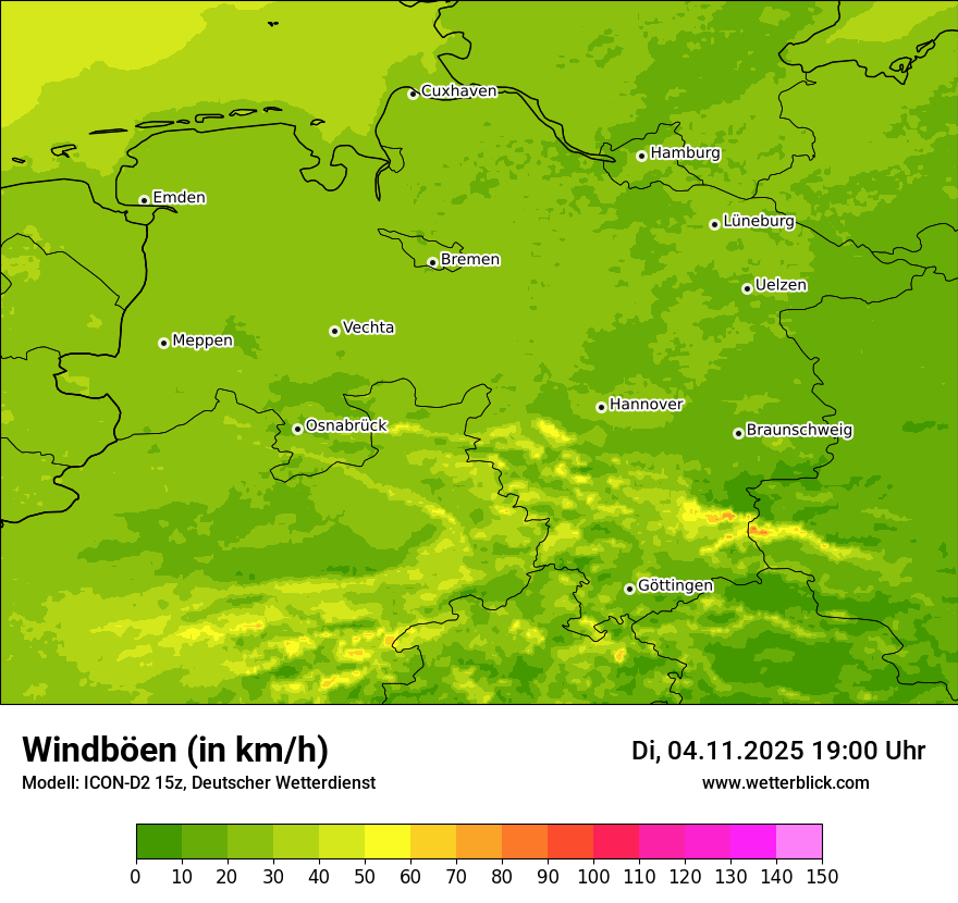 Modellkarten Windgeschwindigkeit