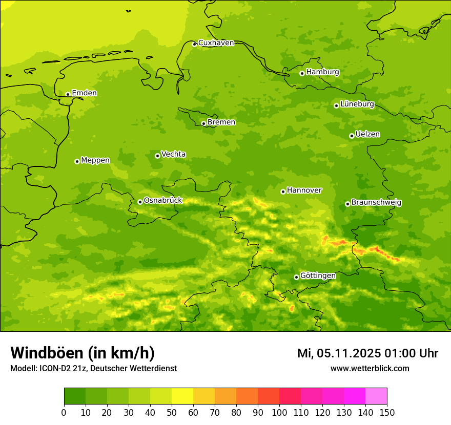 Modellkarten Windgeschwindigkeit