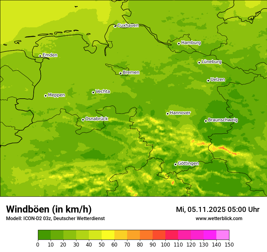Modellkarten Windgeschwindigkeit