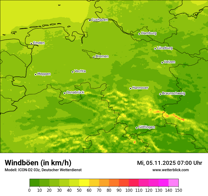 Modellkarten Windgeschwindigkeit