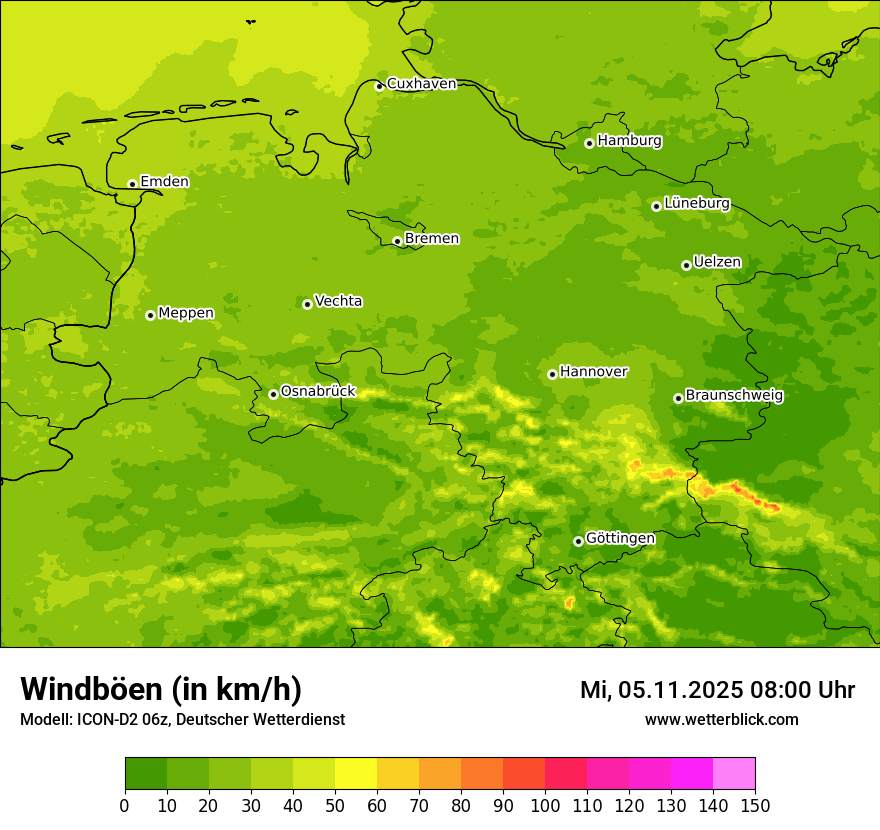 Modellkarten Windgeschwindigkeit