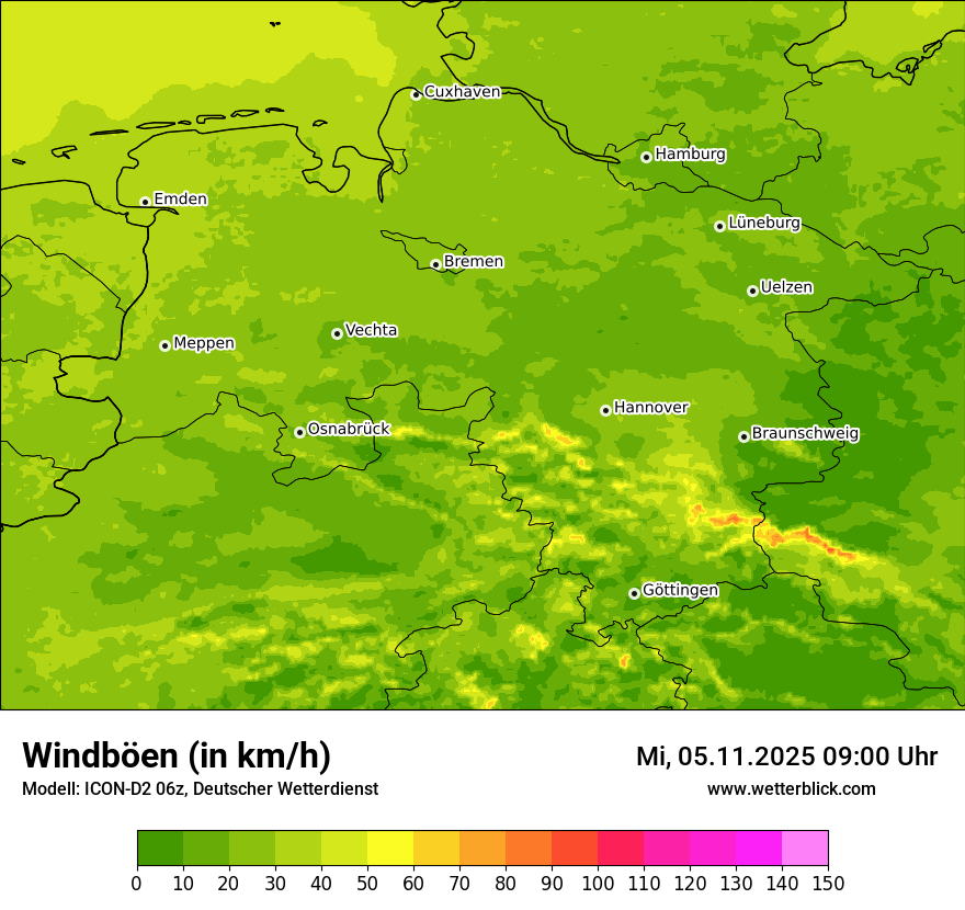 Modellkarten Windgeschwindigkeit