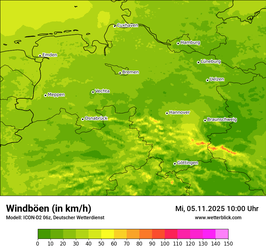 Modellkarten Windgeschwindigkeit