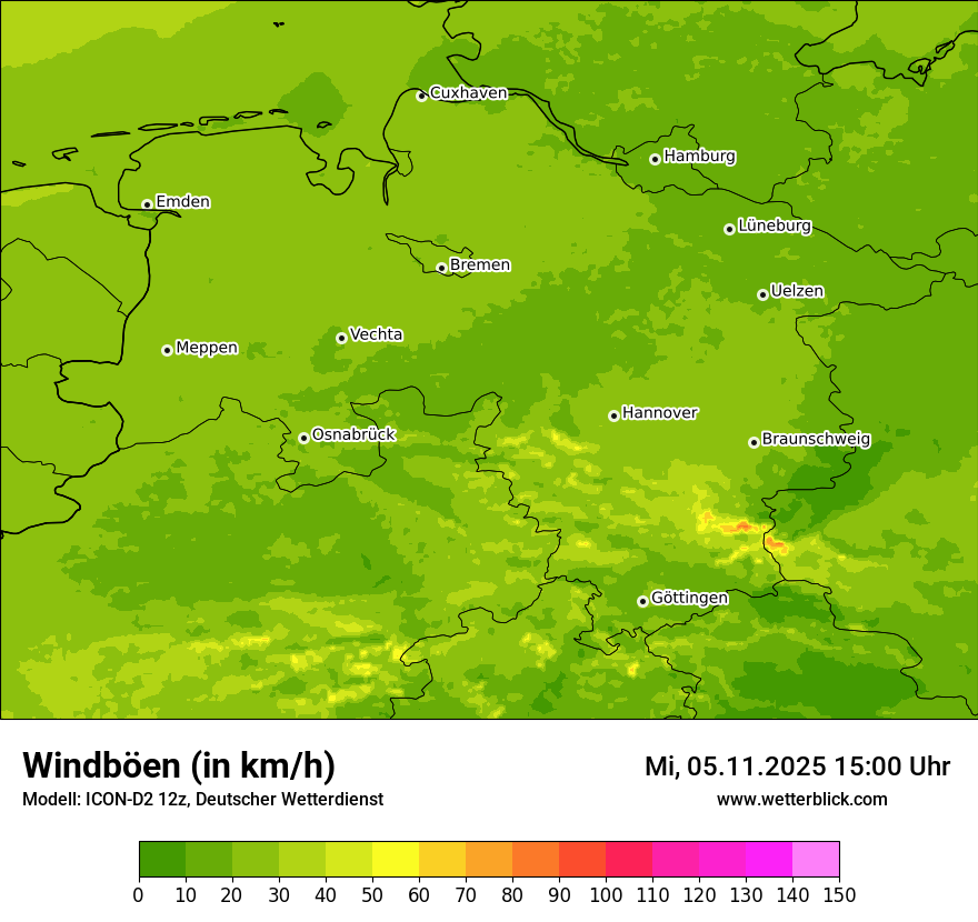 Modellkarten Windgeschwindigkeit