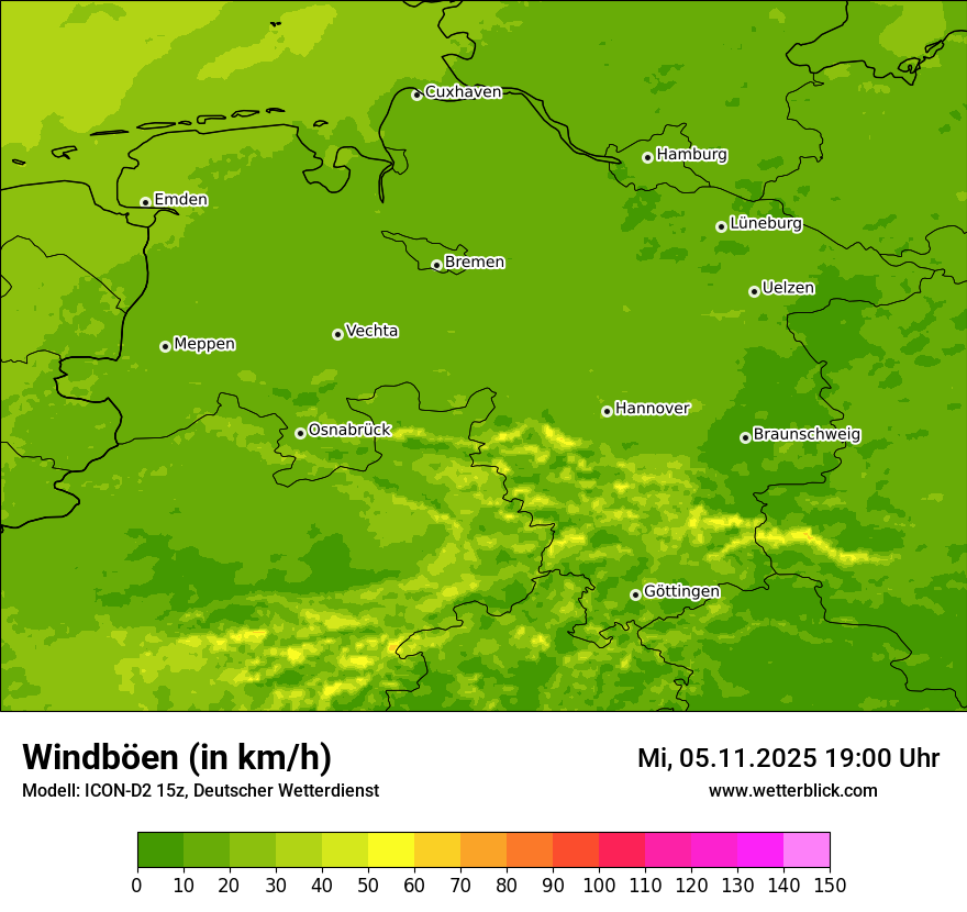 Modellkarten Windgeschwindigkeit