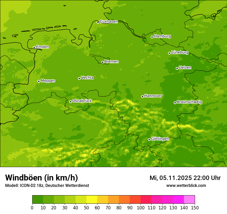 Modellkarten Windgeschwindigkeit