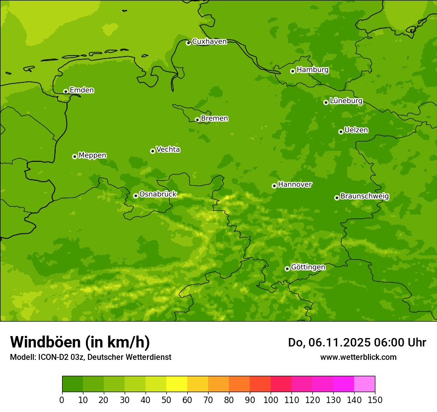 Modellkarten Windgeschwindigkeit