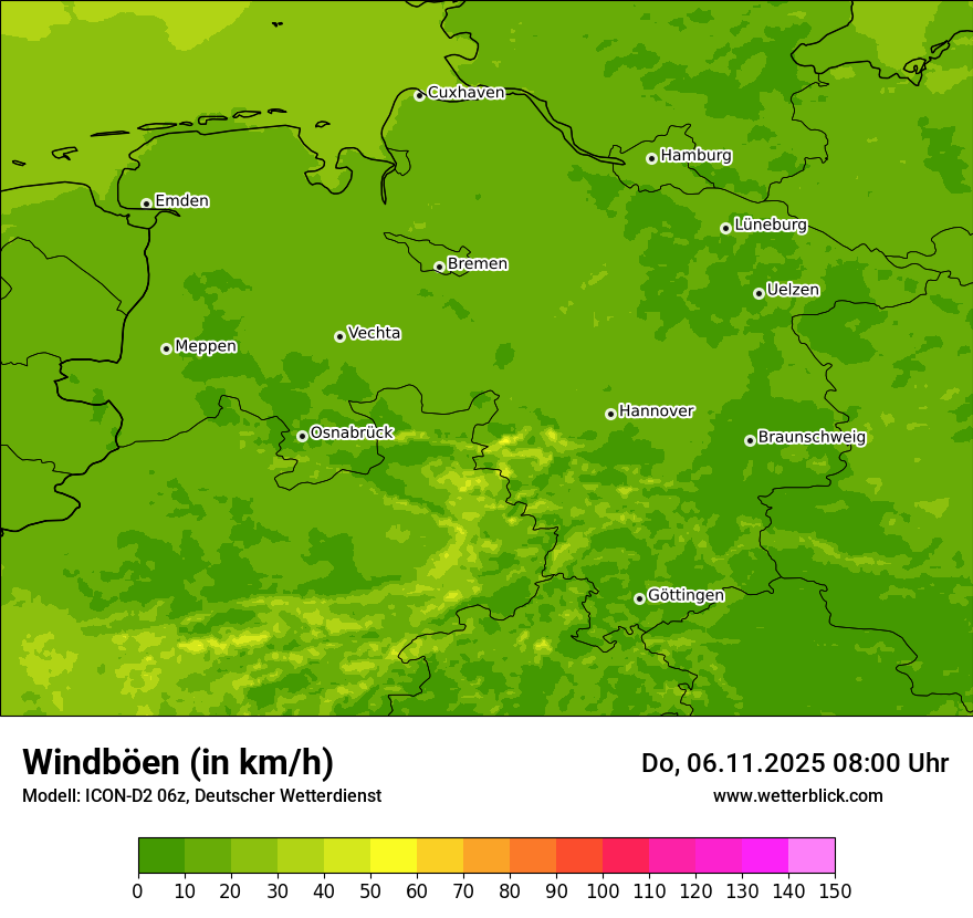 Modellkarten Windgeschwindigkeit