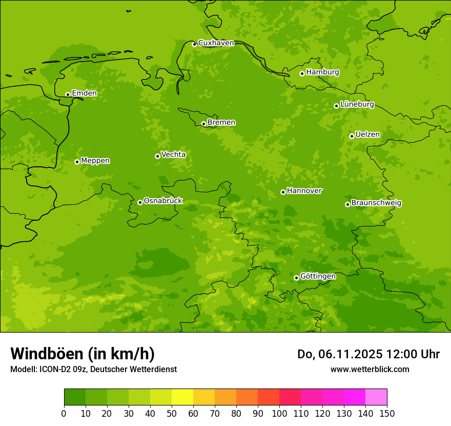 Modellkarten Windgeschwindigkeit