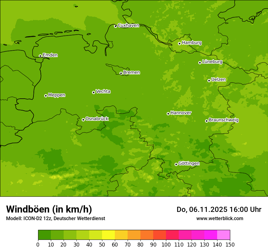 Modellkarten Windgeschwindigkeit