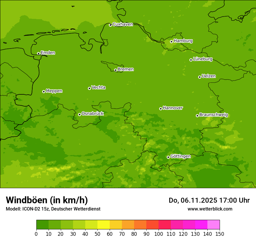 Modellkarten Windgeschwindigkeit