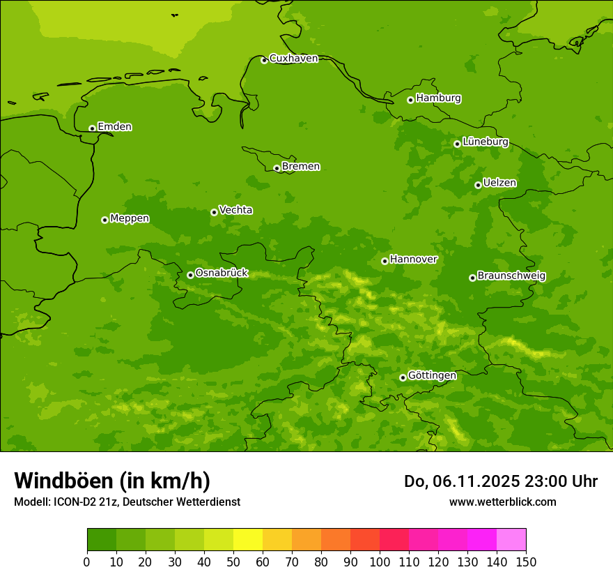 Modellkarten Windgeschwindigkeit