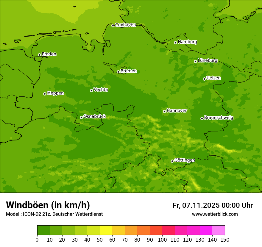 Modellkarten Windgeschwindigkeit