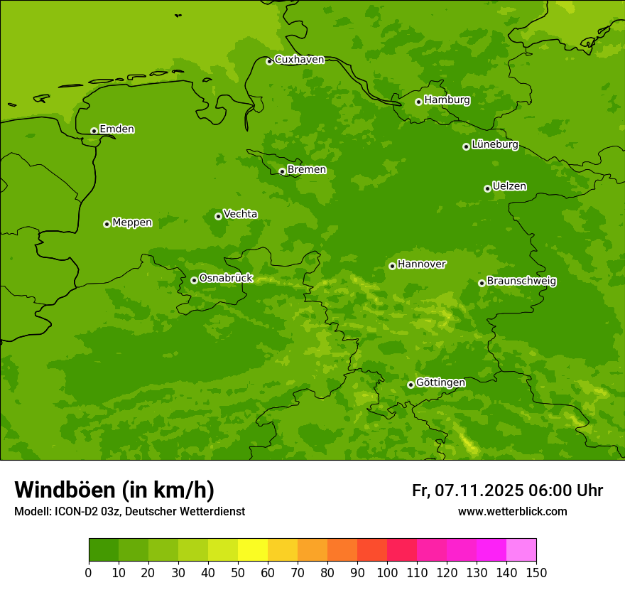 Modellkarten Windgeschwindigkeit
