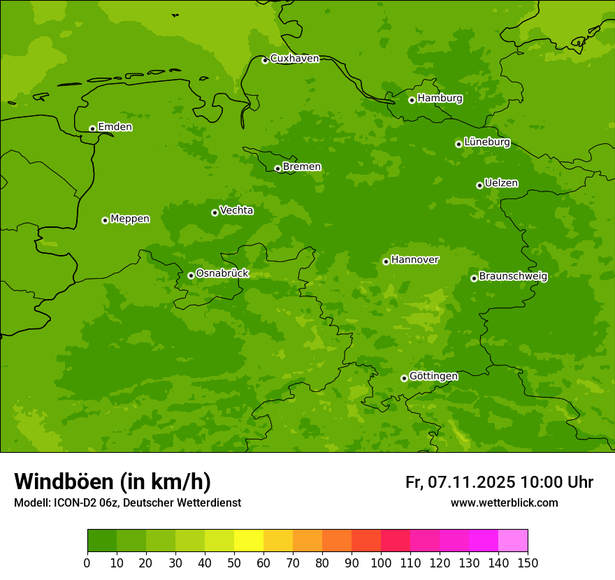 Modellkarten Windgeschwindigkeit