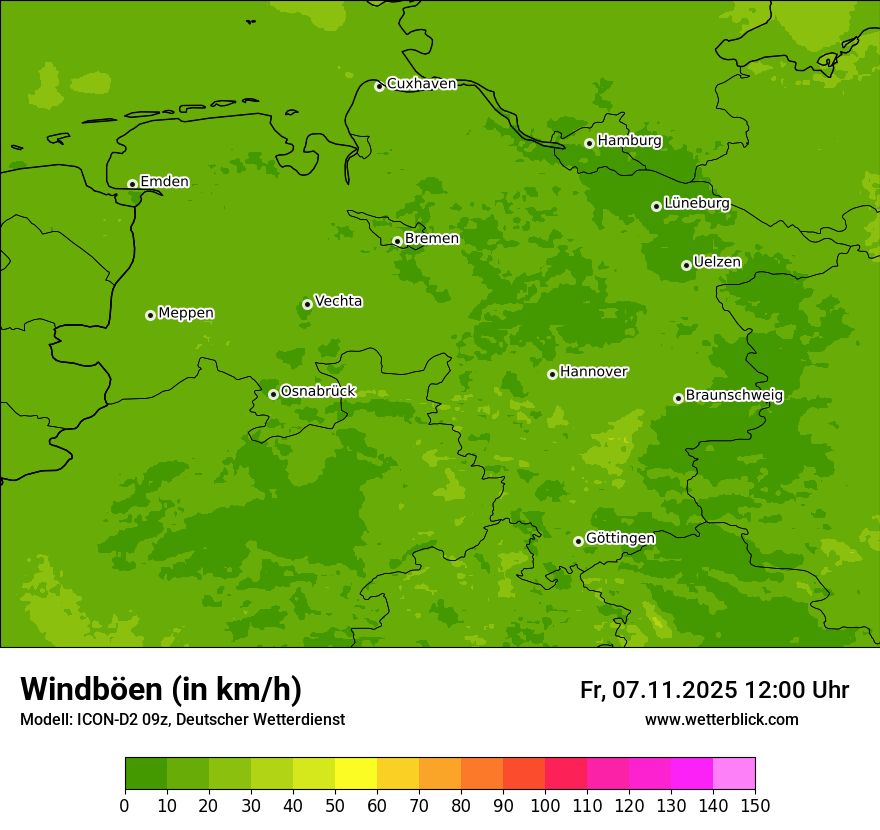 Modellkarten Windgeschwindigkeit